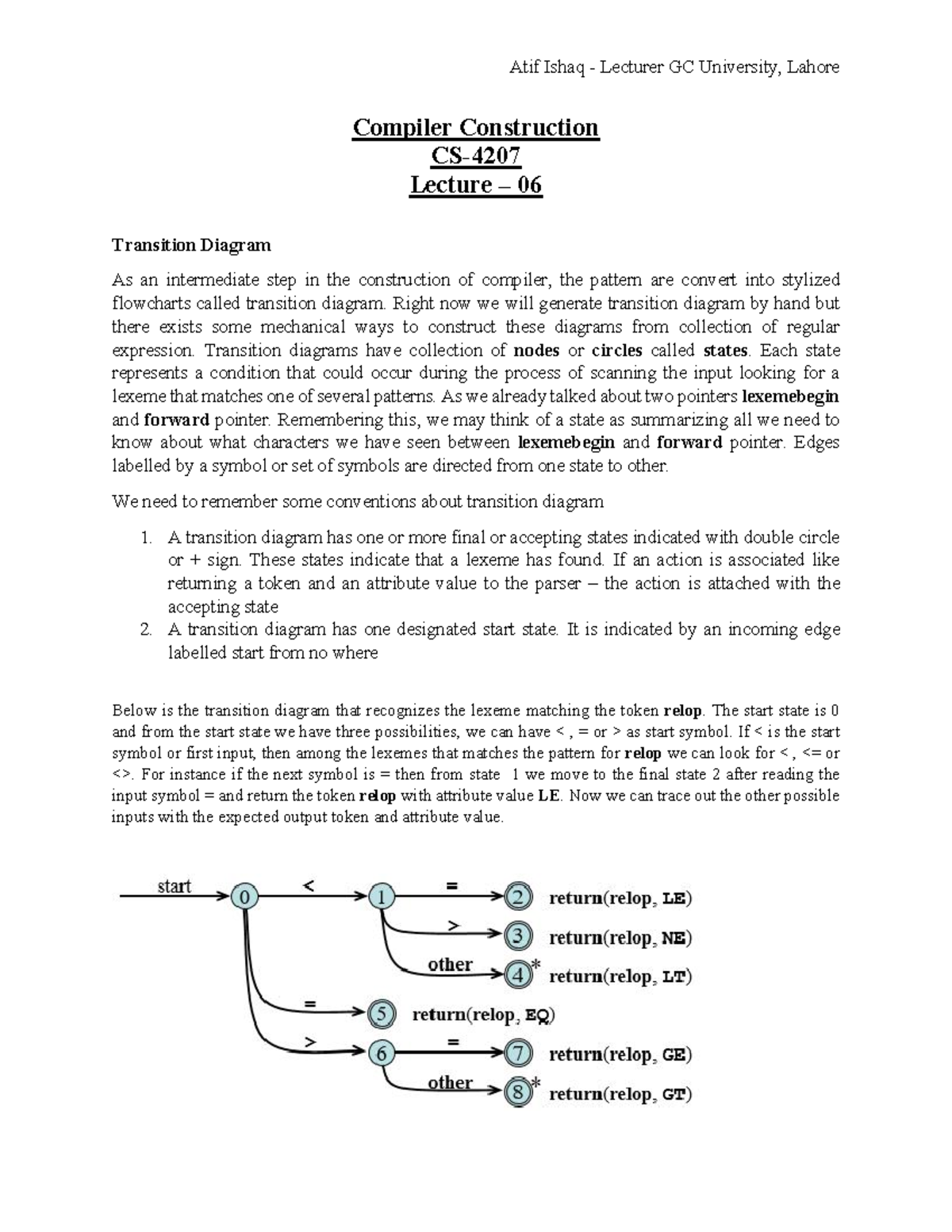 Reader-6 - important notes by atif ishq - Compiler Construction CS ...