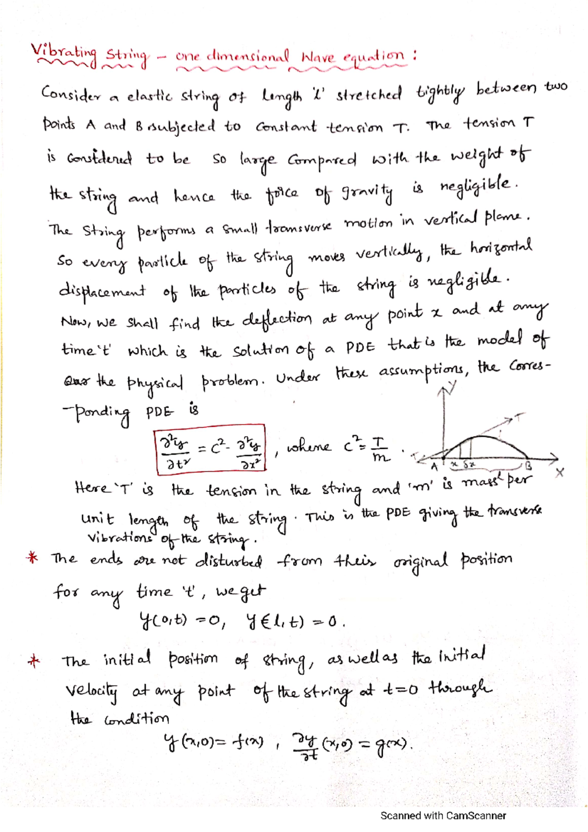 One dimensional wave equation 1 - Applicable Mathematics - Studocu