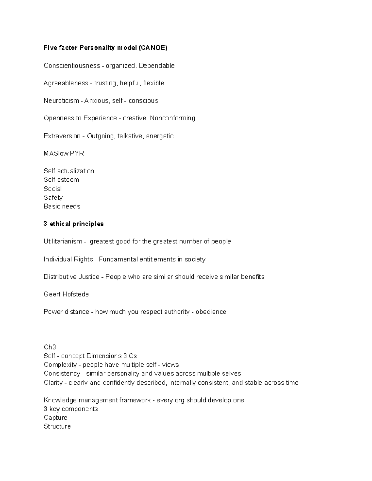BUS 203 w jan 30 ch 3 4 Lecture notes 34 Five factor Personality