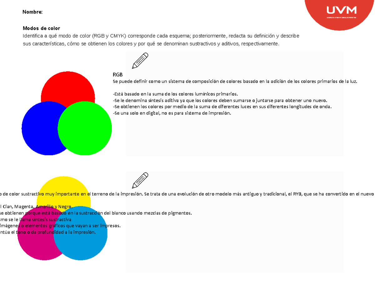 Modos de color actividad - RGB Se puede definir como un sistema de ...