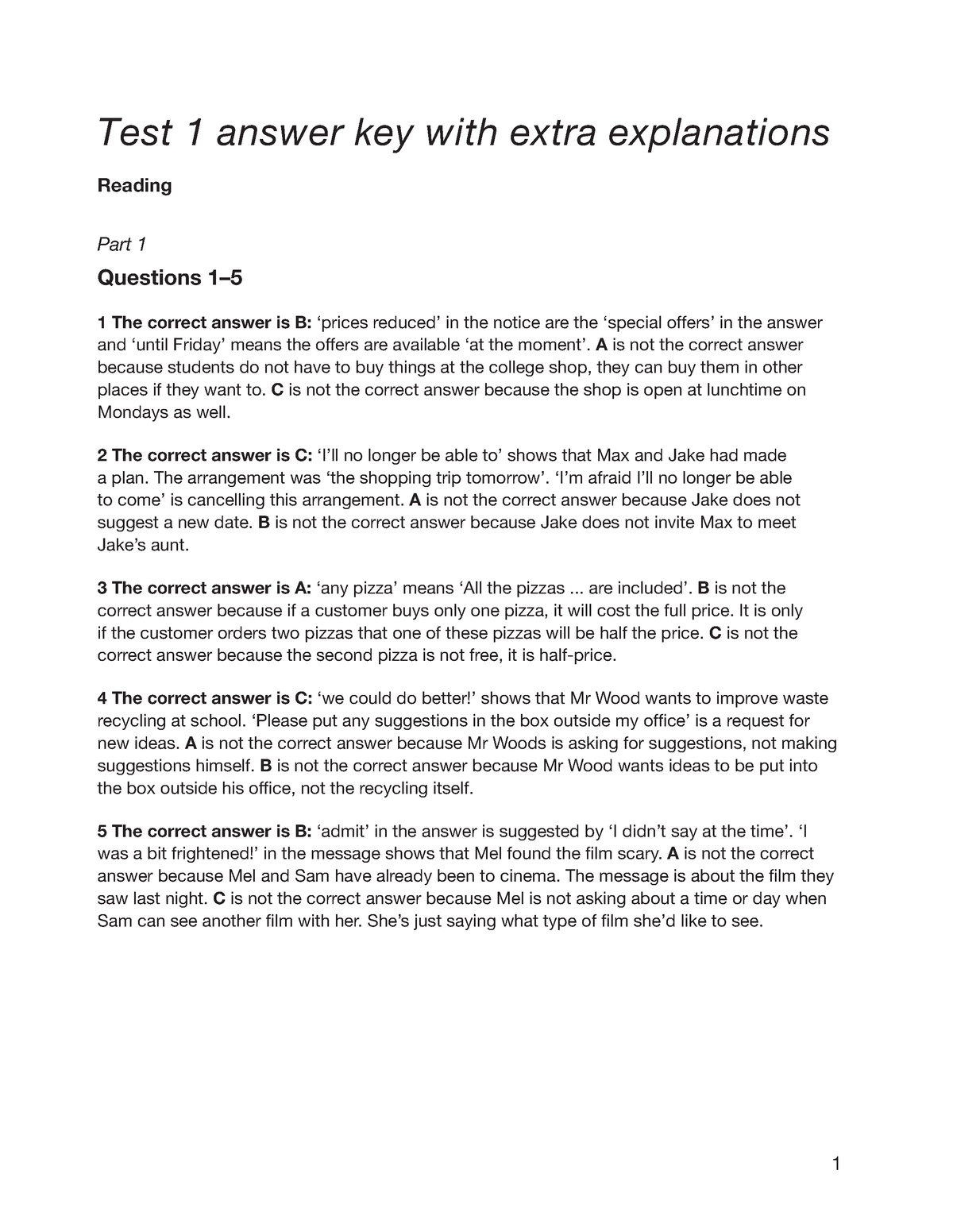 reading test 1 case study