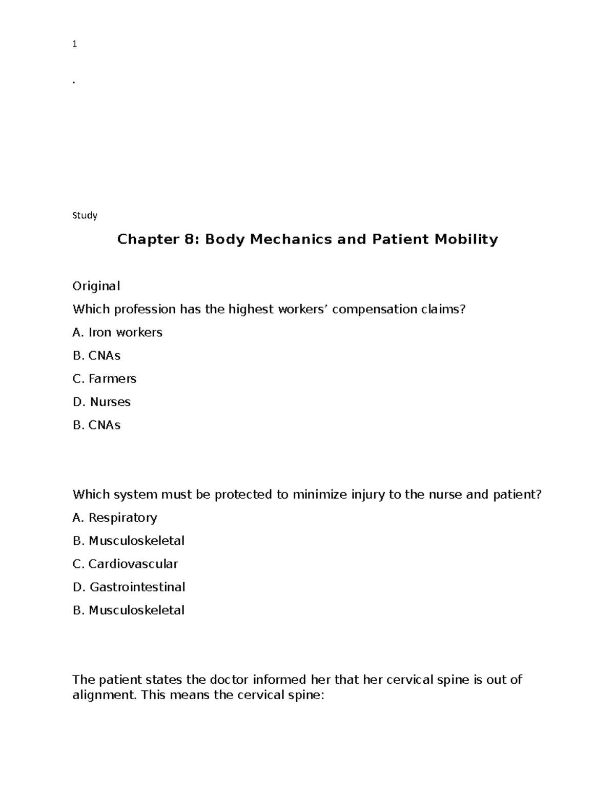 Bmpmnotes - Study Notes - . Study Chapter 8: Body Mechanics And Patient ...