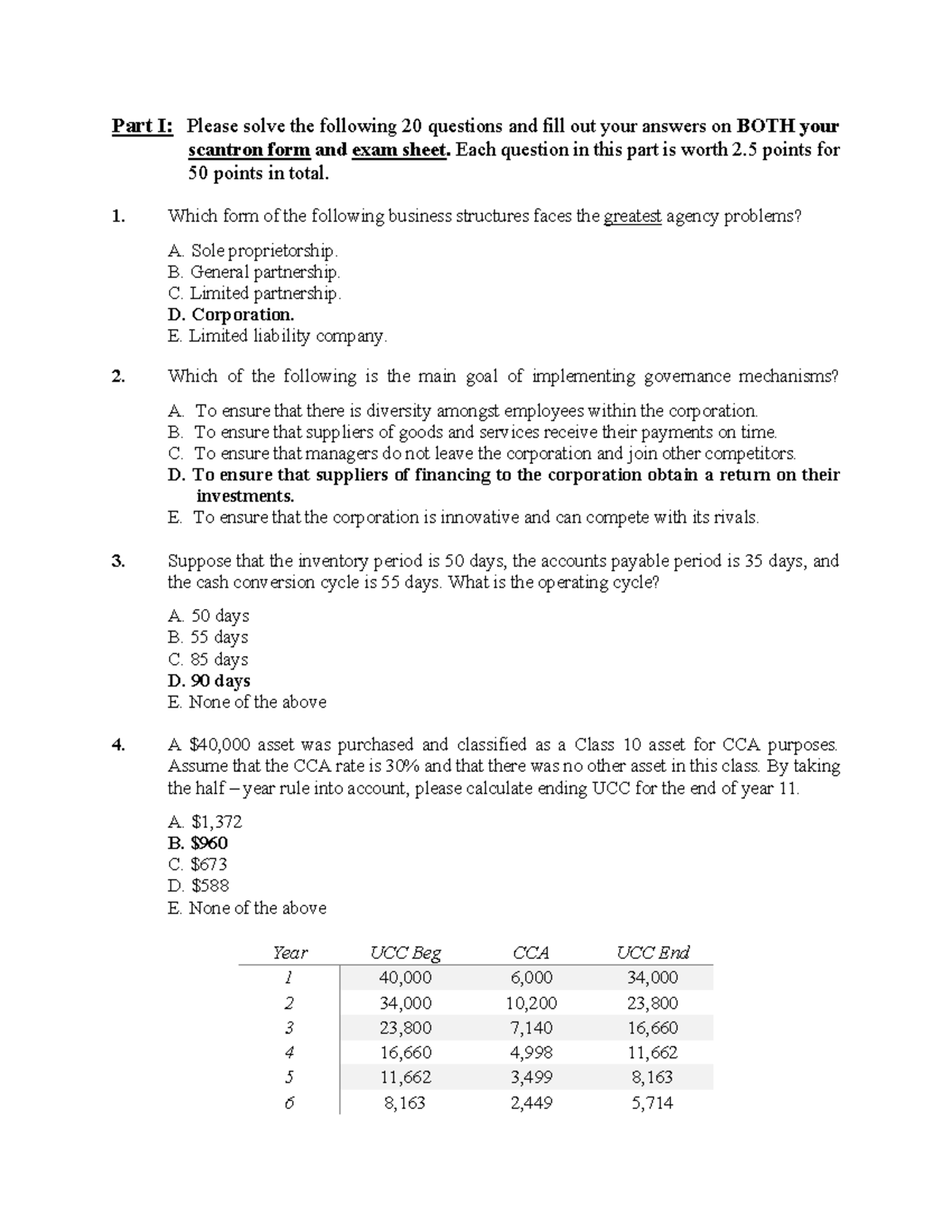 Term Test 1 Solutions Final Version - Part I: Please solve the ...