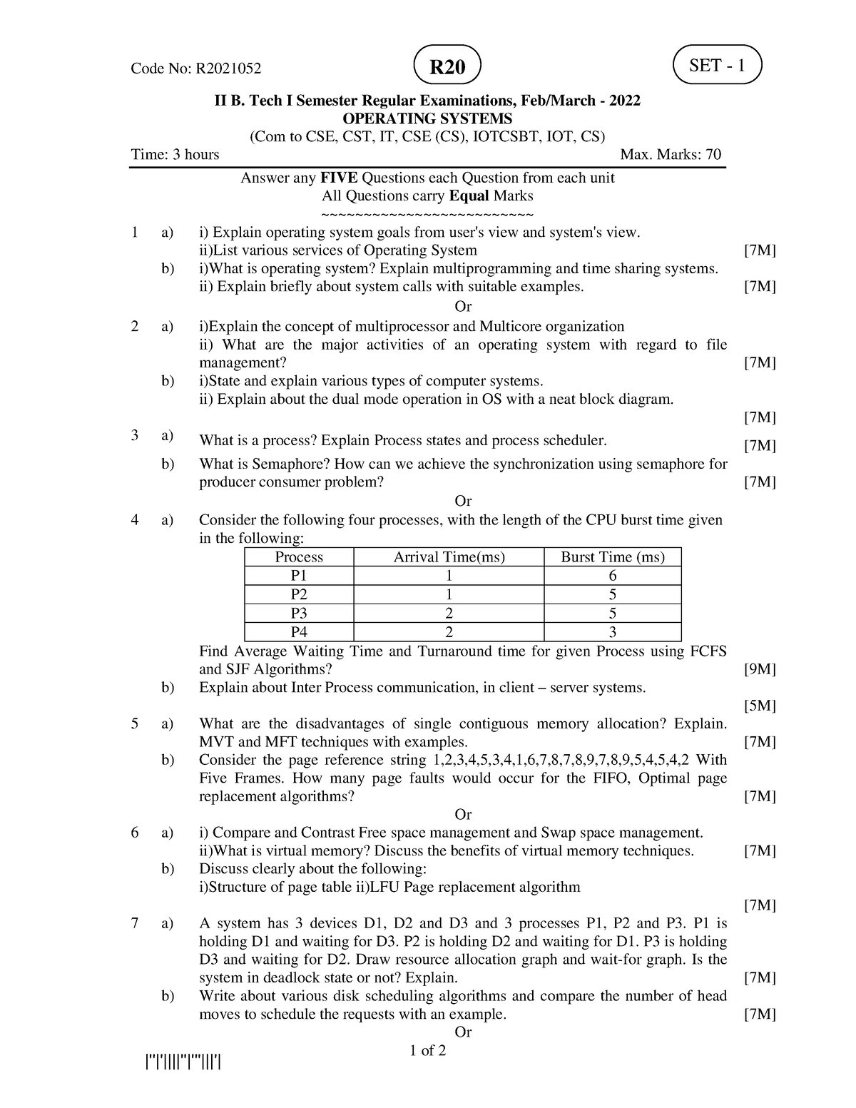 Operating Systems FEB 2022 - |''|'||||''|'''|||'| Code No: R II B. Tech ...