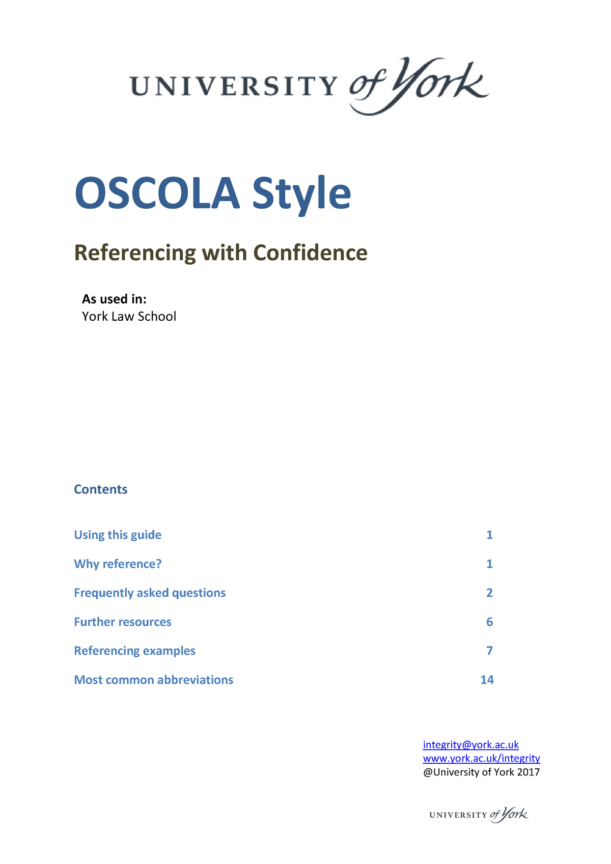 oscola dissertation format