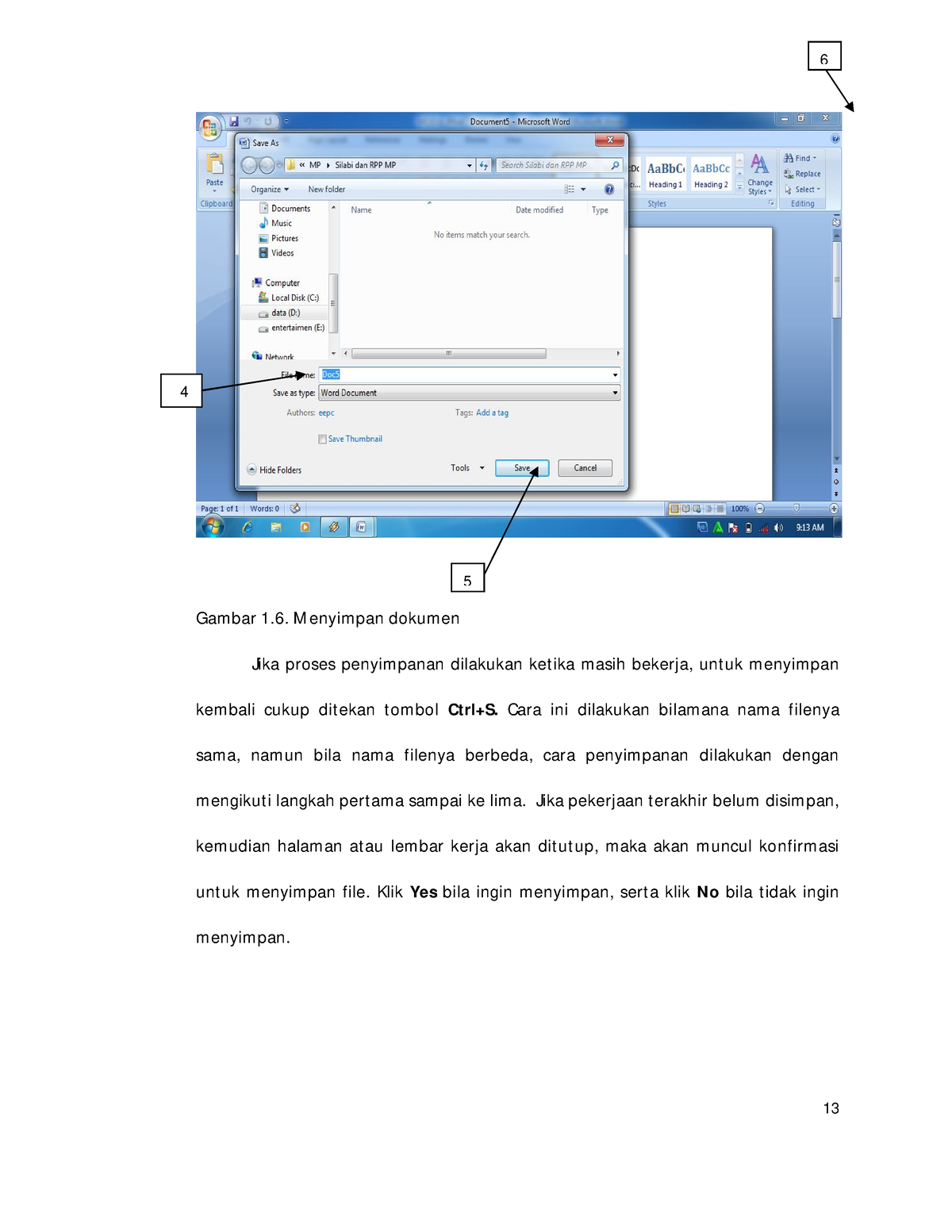 Aplikasi Komputer-4 - Komputer - Gambar 1. M Enyimpan Dokumen Jika ...