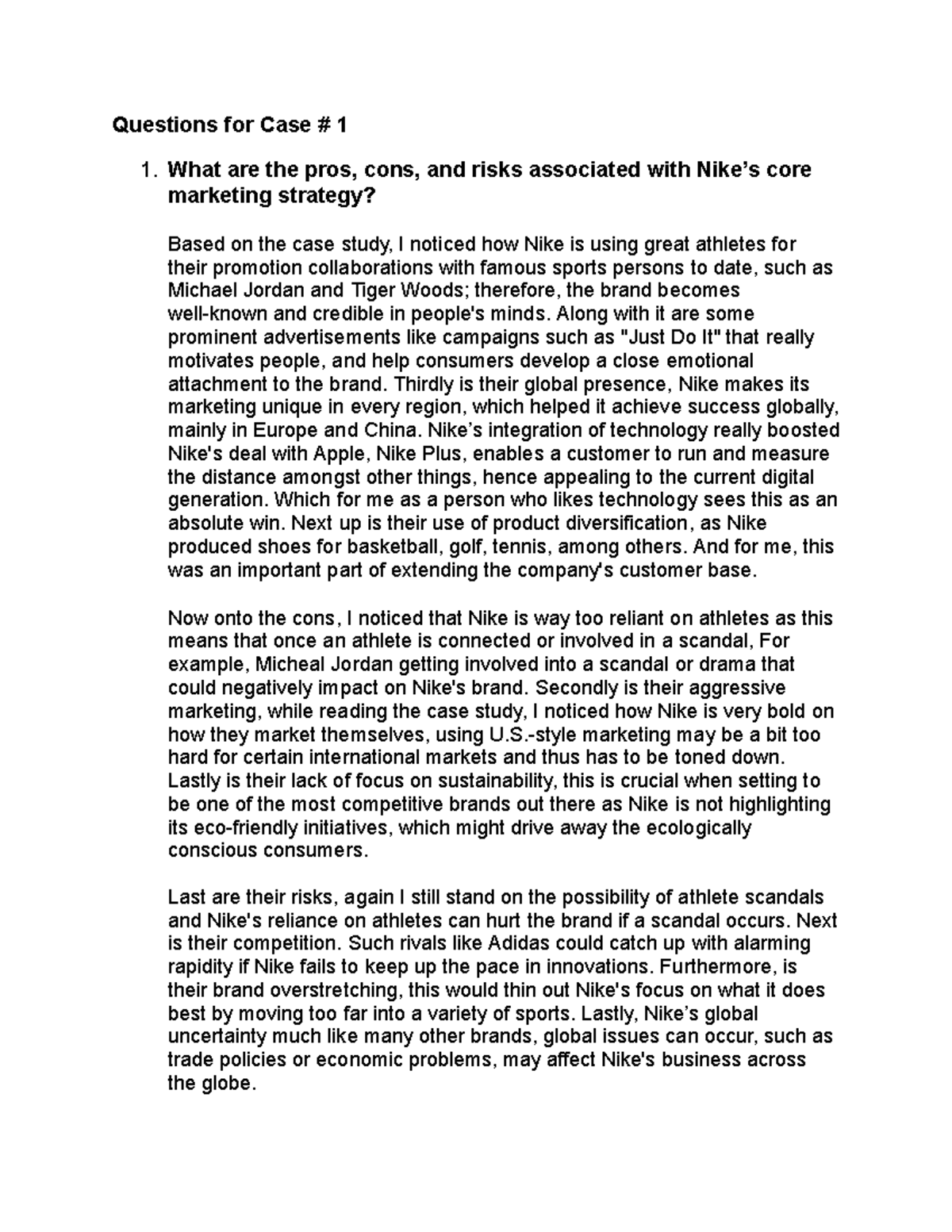 CASE Analysis SET 01 - research in depth - Questions for Case # 1 1 ...