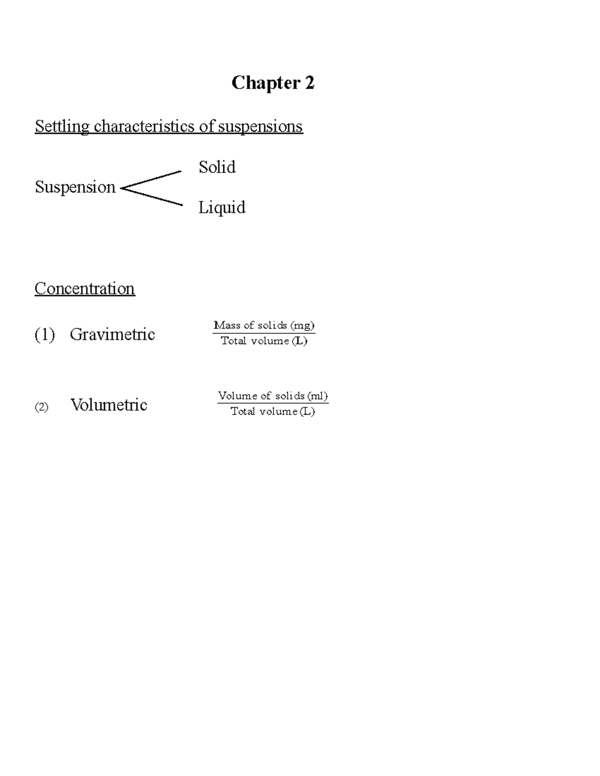 Chapter 2 sedimentation Chapter 2 Settling characteristics of