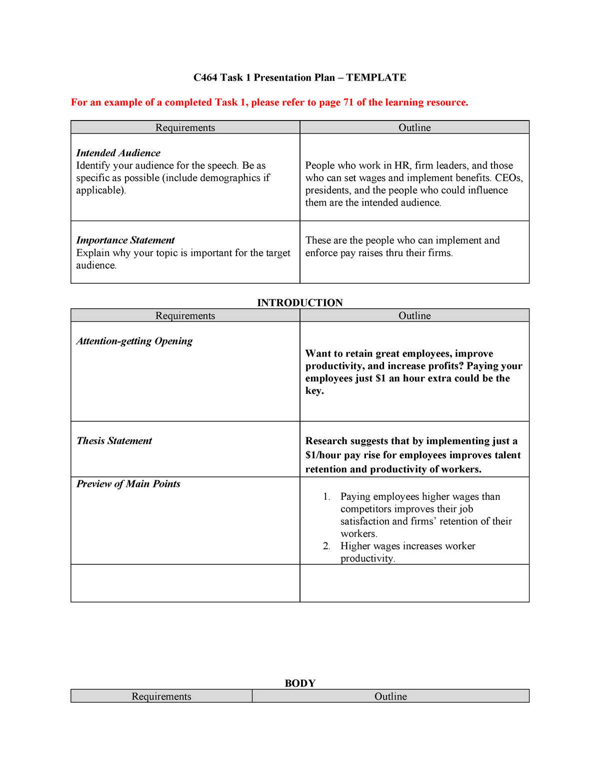 C464 Task 1 - Passed - C464 Task 1 Presentation Plan – TEMPLATE For an ...