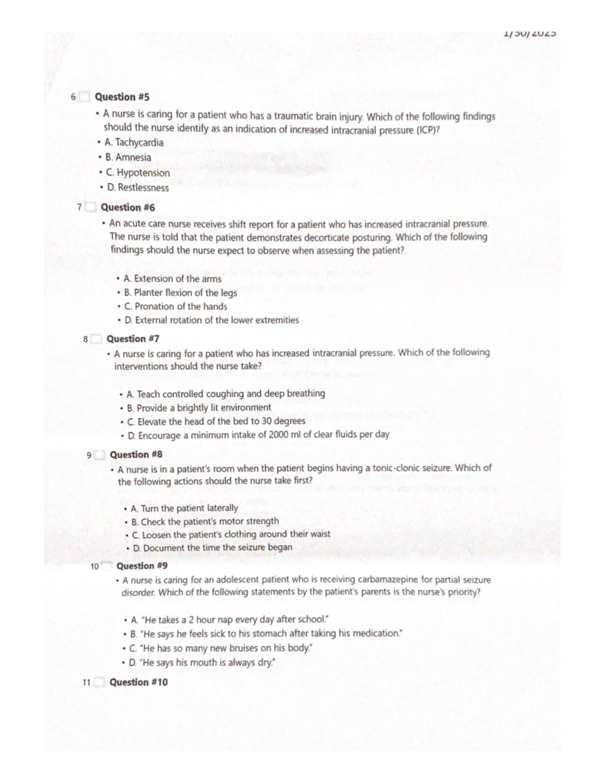 Question #5 - practice quiz for NE 211 exam 2 - NE 211 - Studocu