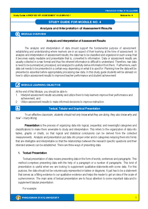 SG3 Prof Ed 106 Assessment in Learning 1 - PANGASINAN STATE UNIVERSITY ...