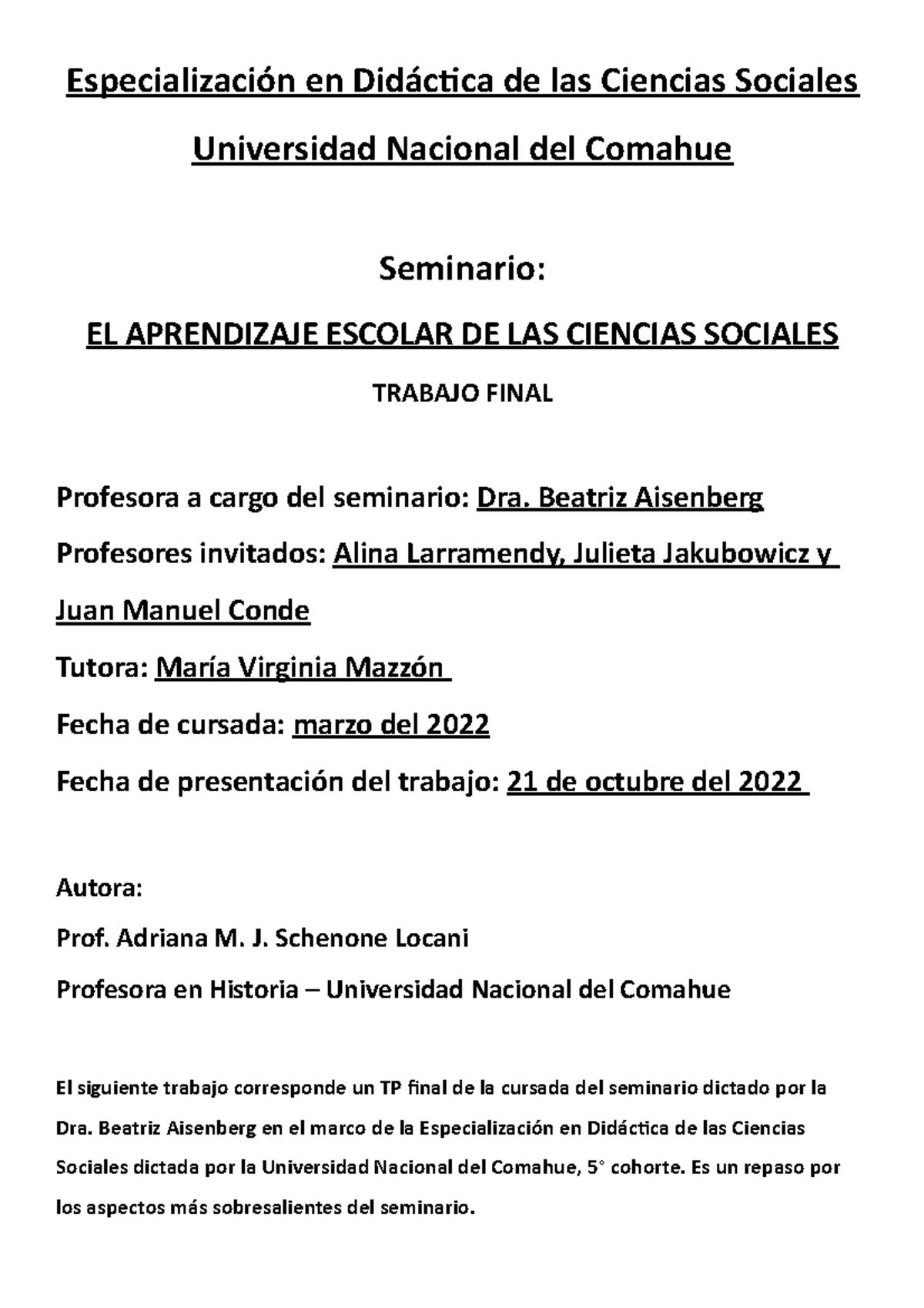 El aprendizaje Escolar de las Ciencias Sociales - Especialización en ...