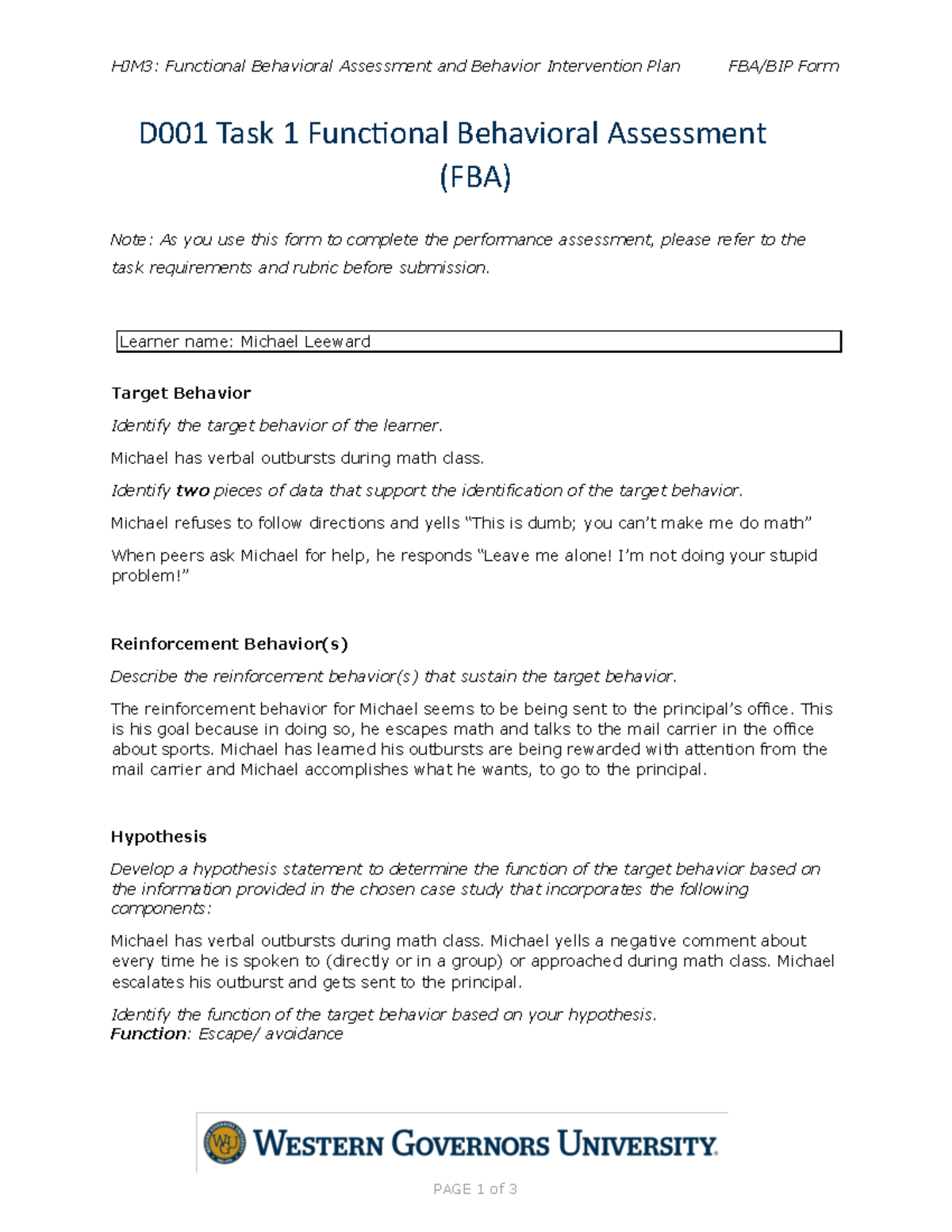 BIP task 1 - task for course passed - HJM3: Functional Behavioral ...
