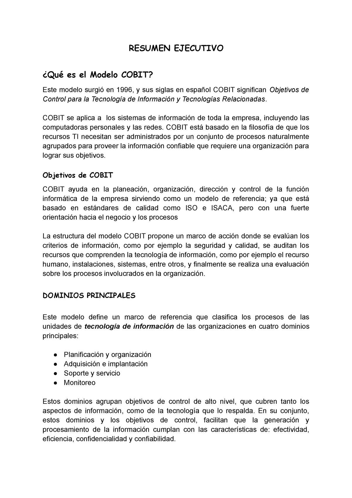 Grupo 04 - Modelo Cobit - AUDITORIA - auditoria financiera - San Marcos -  Studocu