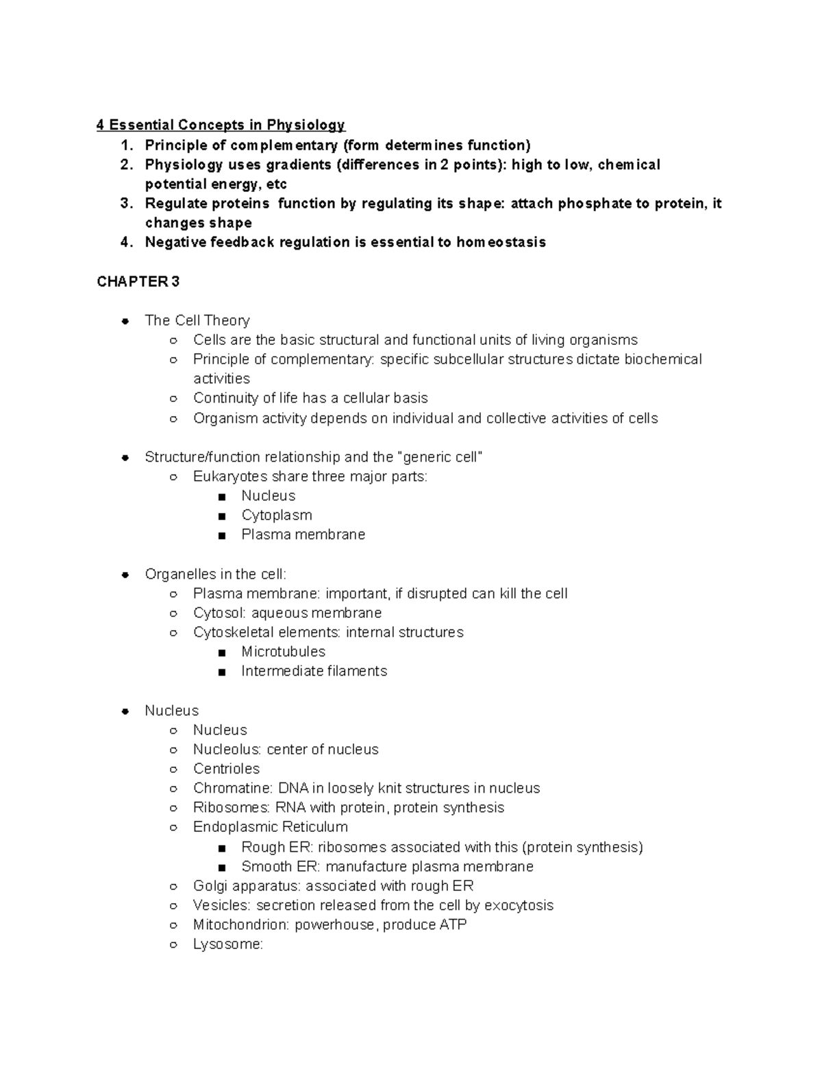 Anatomy Lecture Notes - 4 Essential Concepts in Physiology 1. Principle ...