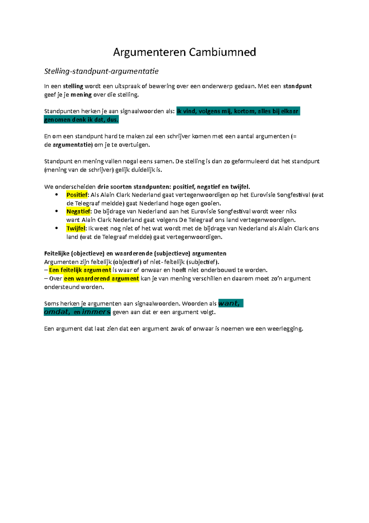 Argumenteren Cambiumned - Argumenteren Cambiumned Stelling-standpunt ...