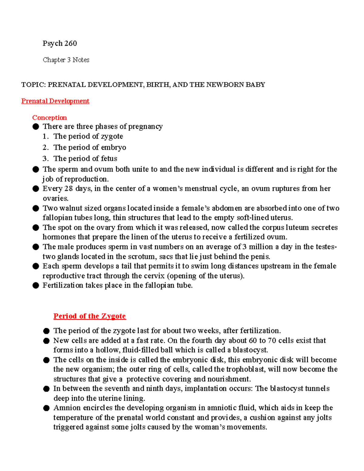 Dev psyc chapter 3 - Developmental Psychology - Psych 260 Chapter 3 ...