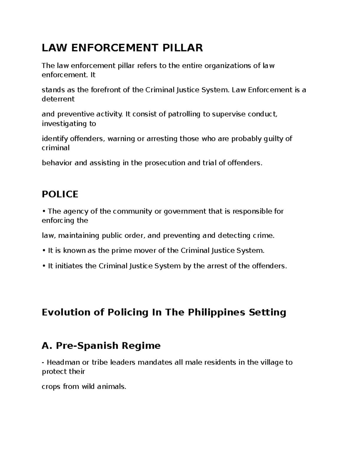 PCJS LAW EnforcementWPS Office LAW ENFORCEMENT PILLAR The law