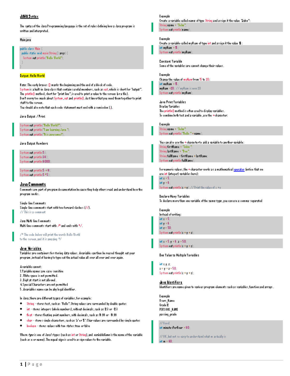 JAVA-Summary-Learner 02 - JAVA Syntax The syntax of the Java ...