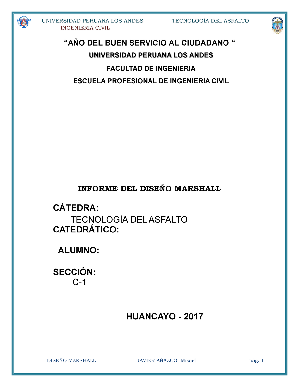 Ing Civil Tecnologia De Asfalto Informe Del Diseno Marshall