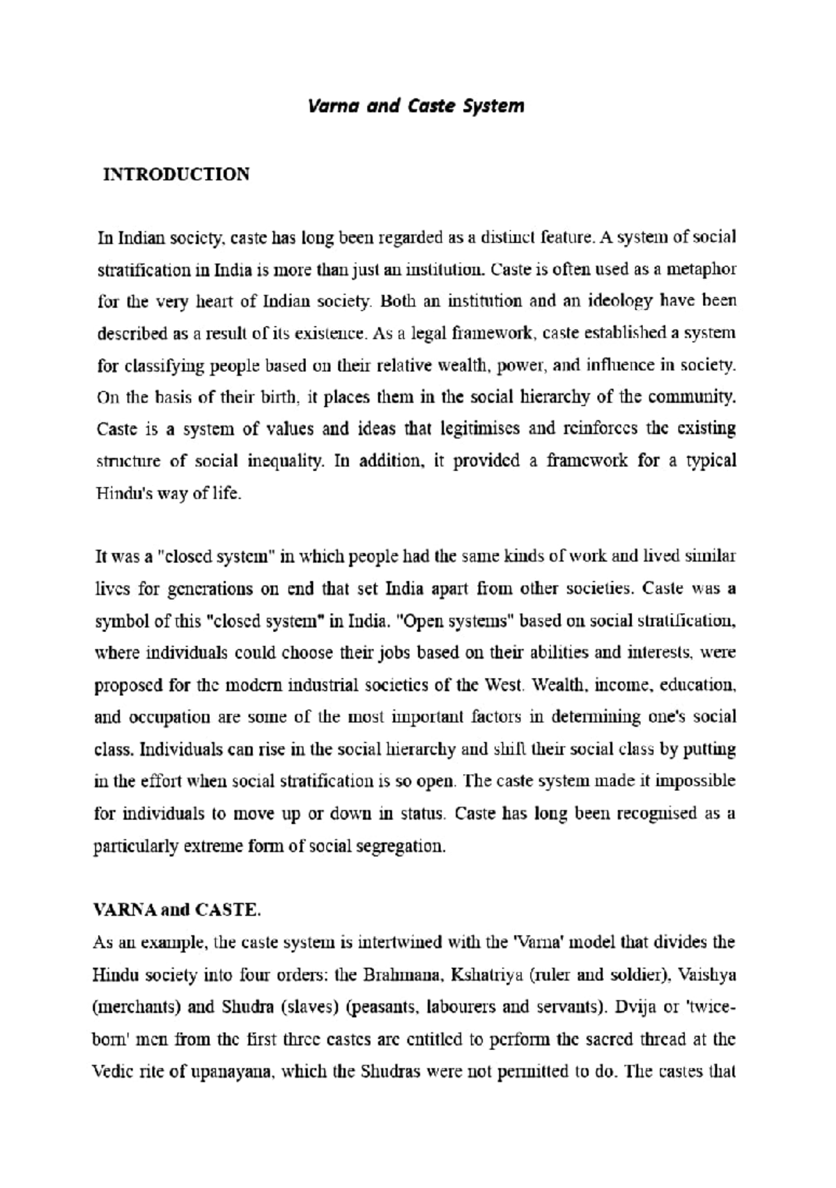 Adobe Scan 24-Apr-2023 - ####### INTRODUCTION Varna and Caste System In ...