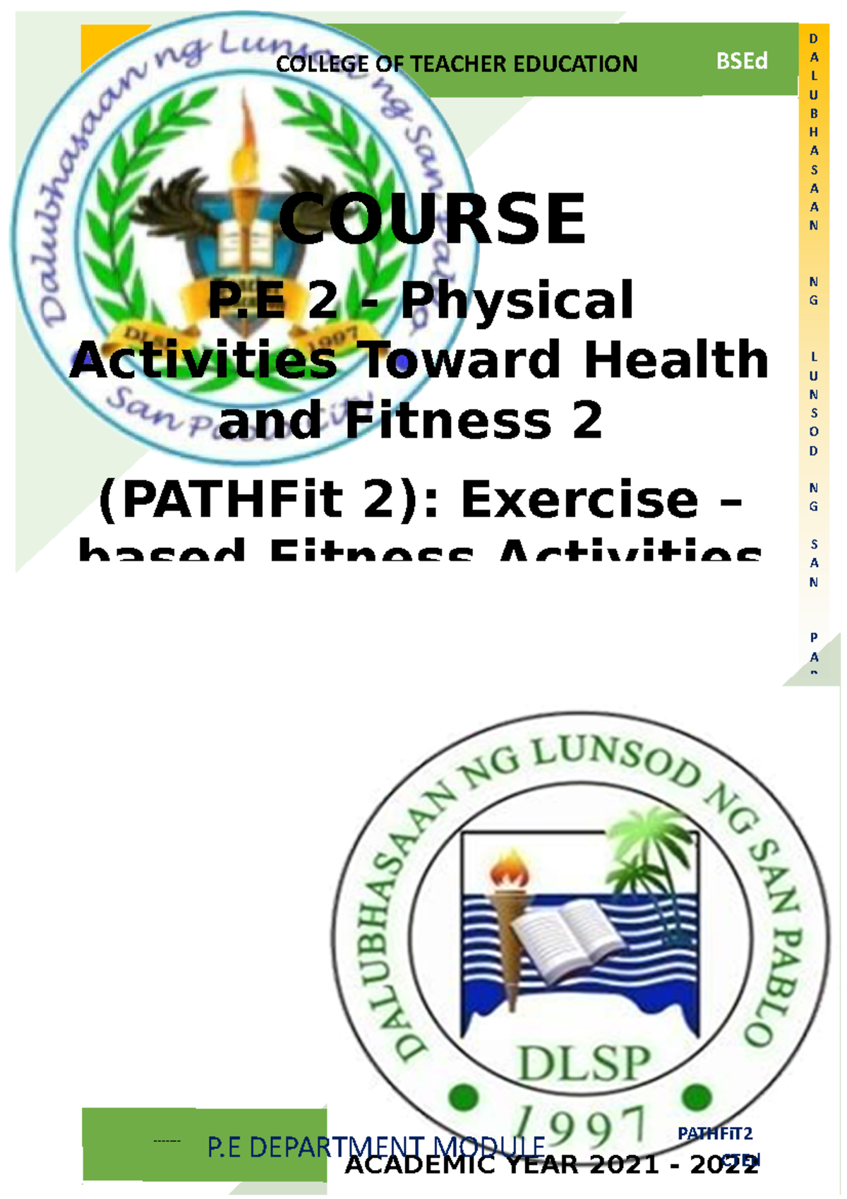 Module-P - Ajjajajja - COURSE P 2 - Physical Activities Toward Health ...