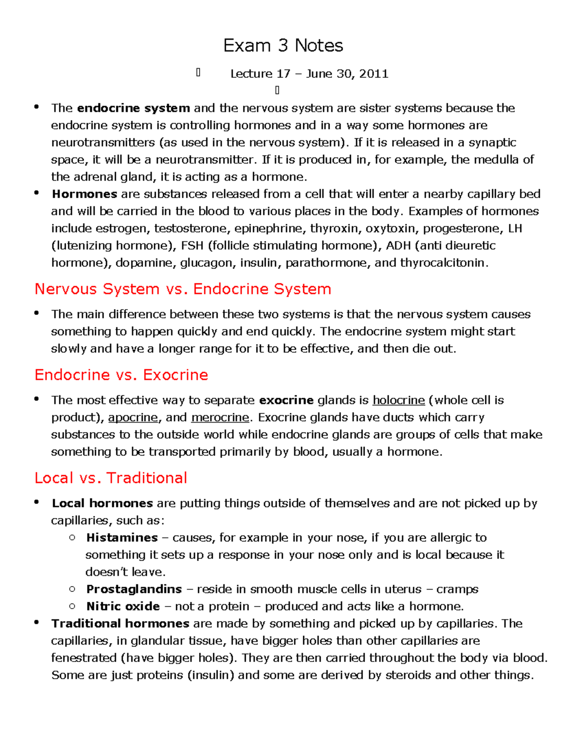 Exam 3 Notes - Old, but still the same lecture - Exam 3 Notes Lecture ...