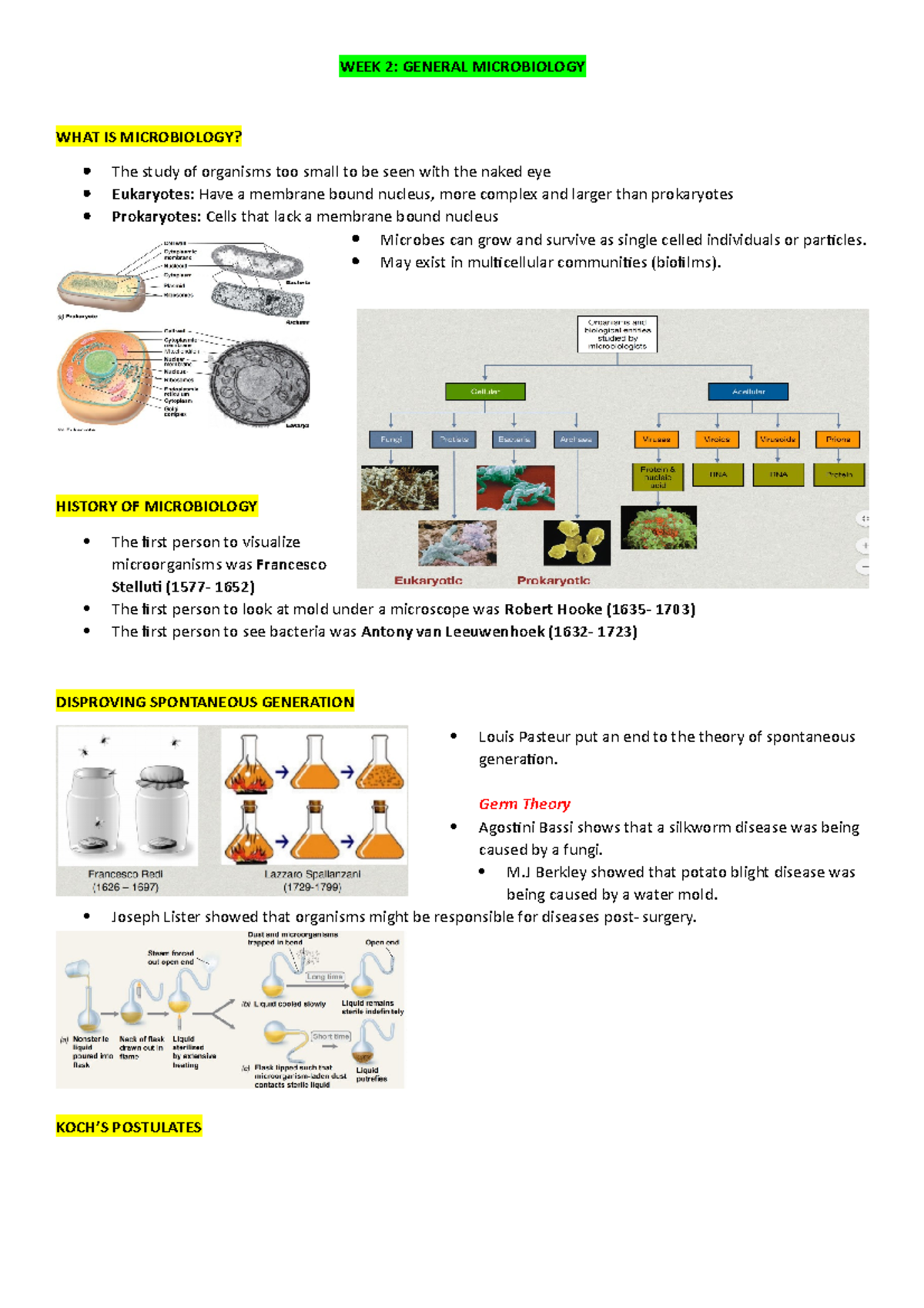 Lecture Notes Week 1-6 - WEEK 2: GENERAL MICROBIOLOGY WHAT IS ...