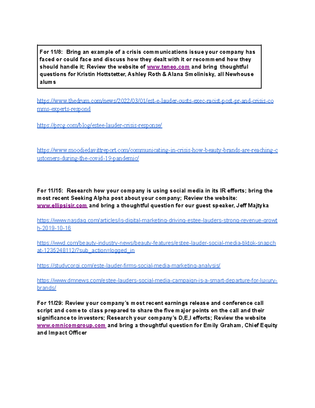 Copy of FICE Homework copy - For 11/8: Bring an example of a crisis ...