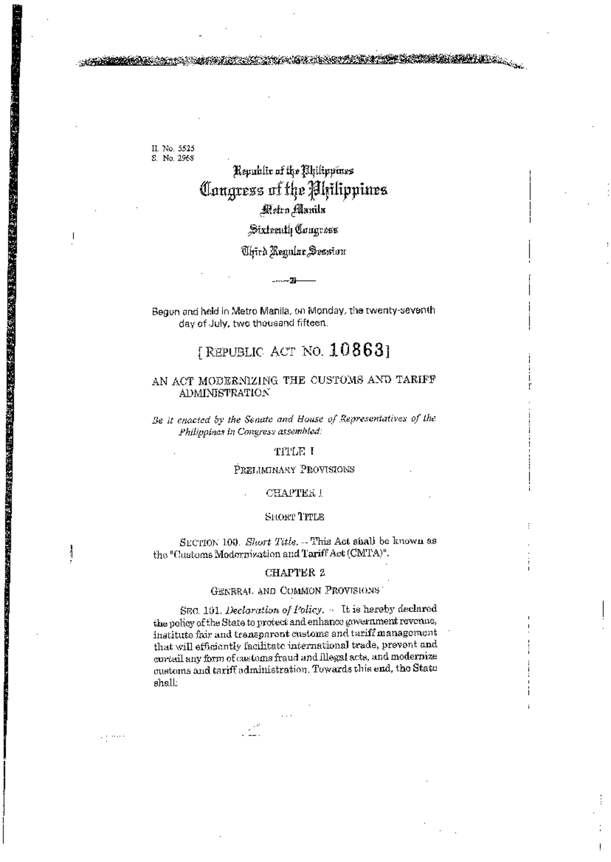 CMTA-RA-10863 - Reviewer for BSCA CUS 1 subj - Customs Administration ...