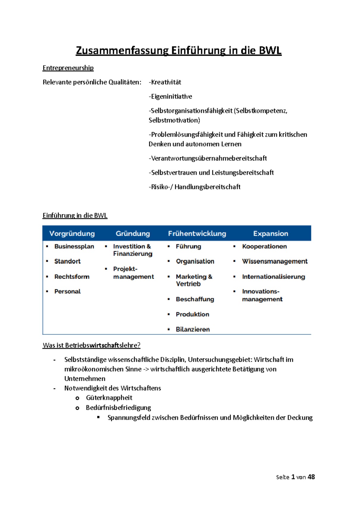 Zusammenfassung Einführung In Die BWL - Zusammenfassung Einführung In ...