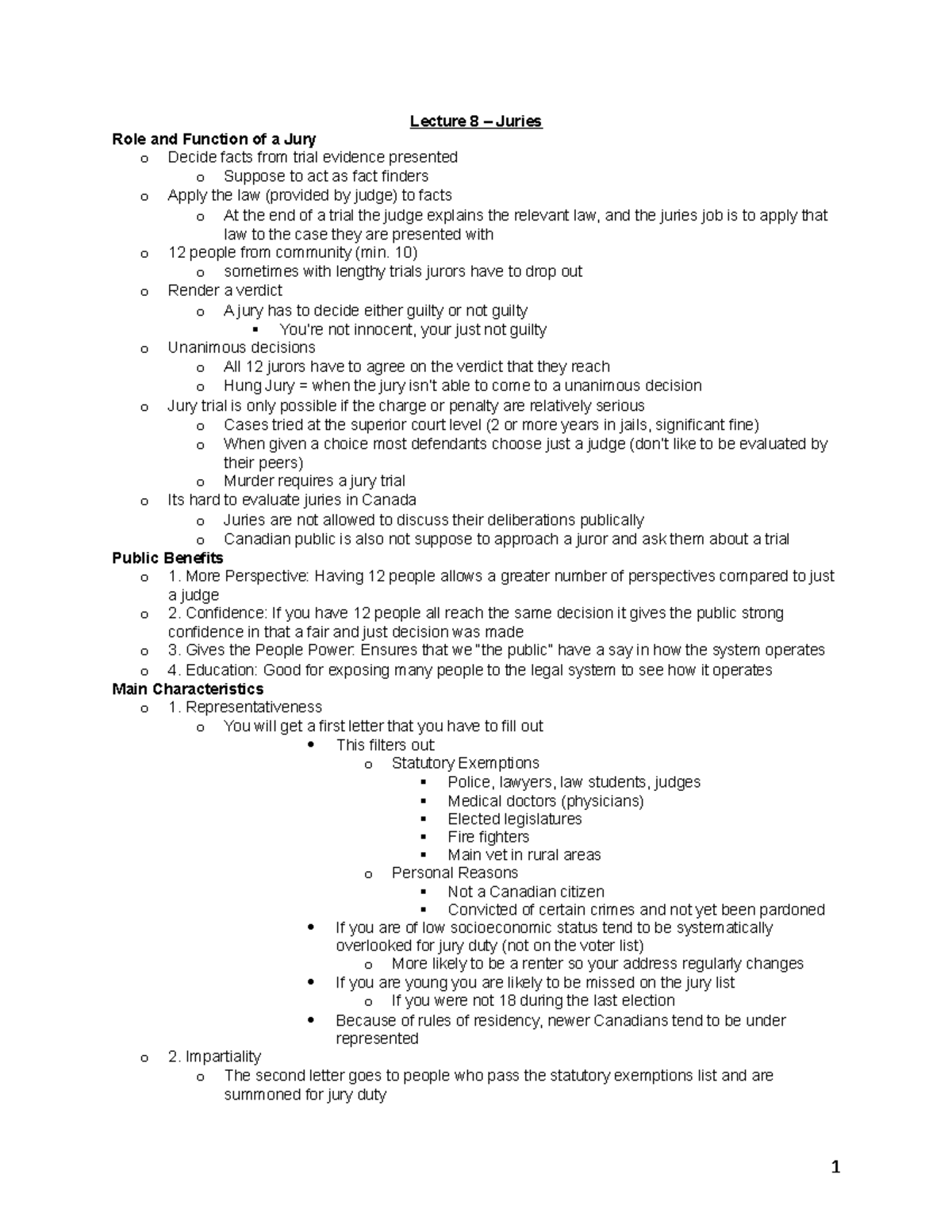 Lecture 8 – Juries - Summary Psychology and Law - Lecture 8 Juries Role ...