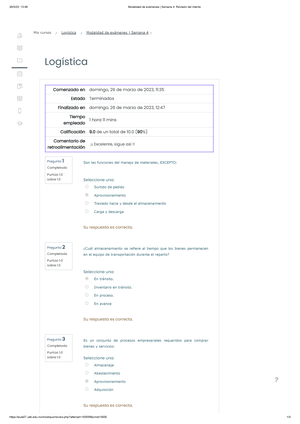 Puntos Extra 5 Autocalificable Revisión Del Intento - Logística ...