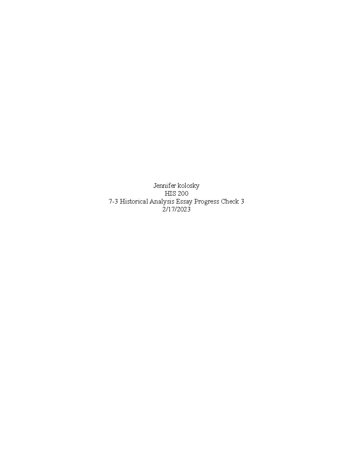 7-3 Historical Analysis Essay Progress Check 3 - Nine-year-old Samuel 