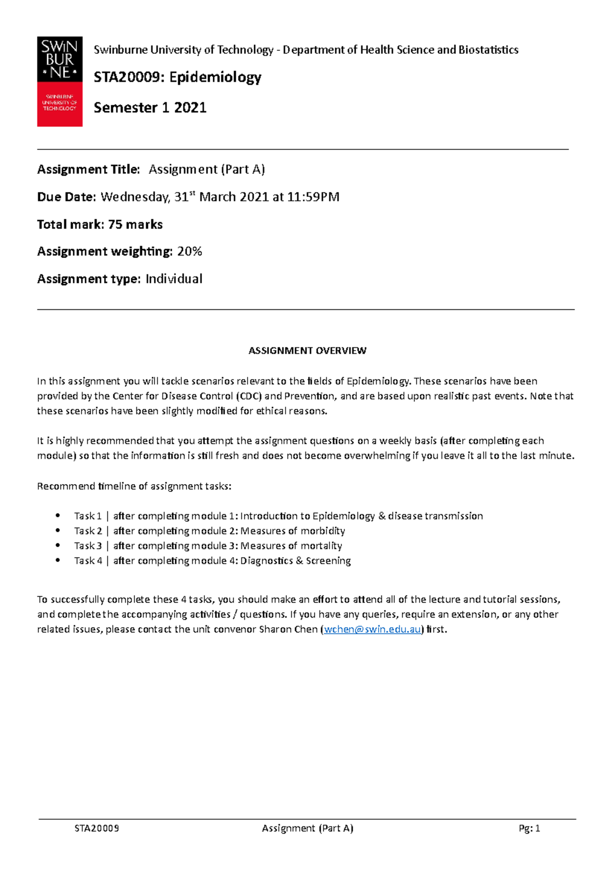 STA2000 9 Assignment Part A-3 and part B - - Studocu