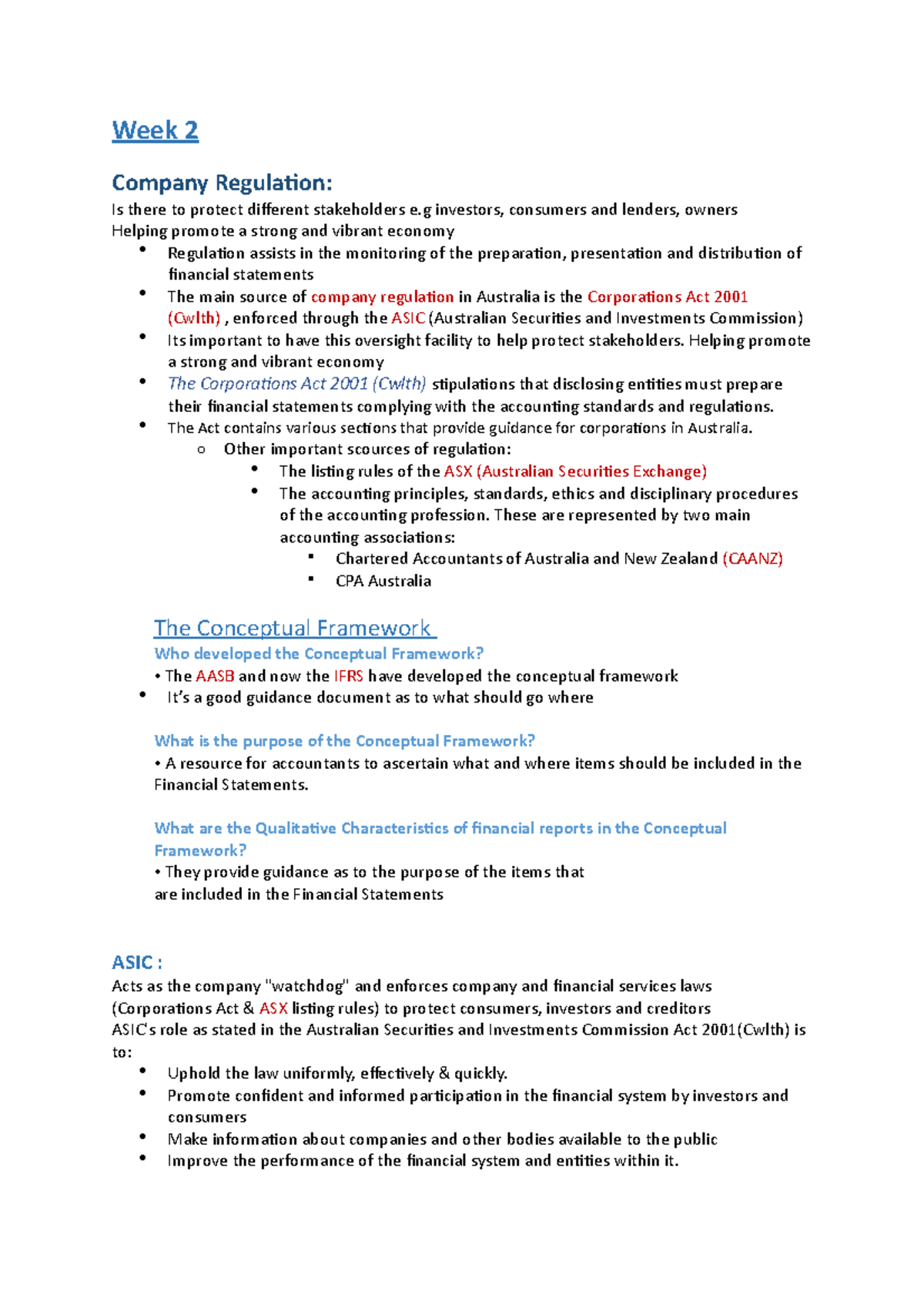 Week 2 - Chapter 2 and 3 notes - Week 2 Company Regulation: Is there to ...
