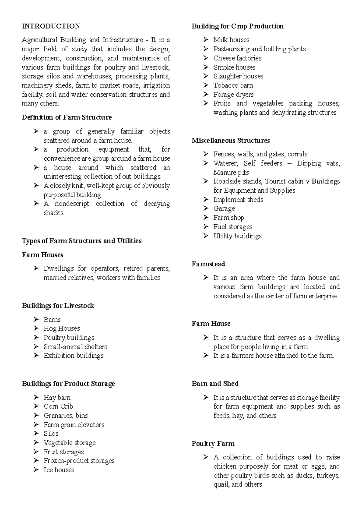 Sum Structure C1-5 - INTRODUCTION Agricultural Building and ...