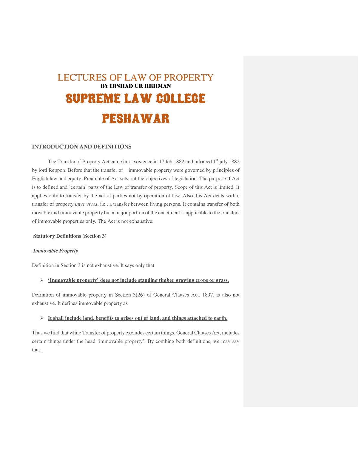 property-law-semester-v-1-by-irshad-ur-rehman-supreme-law-college