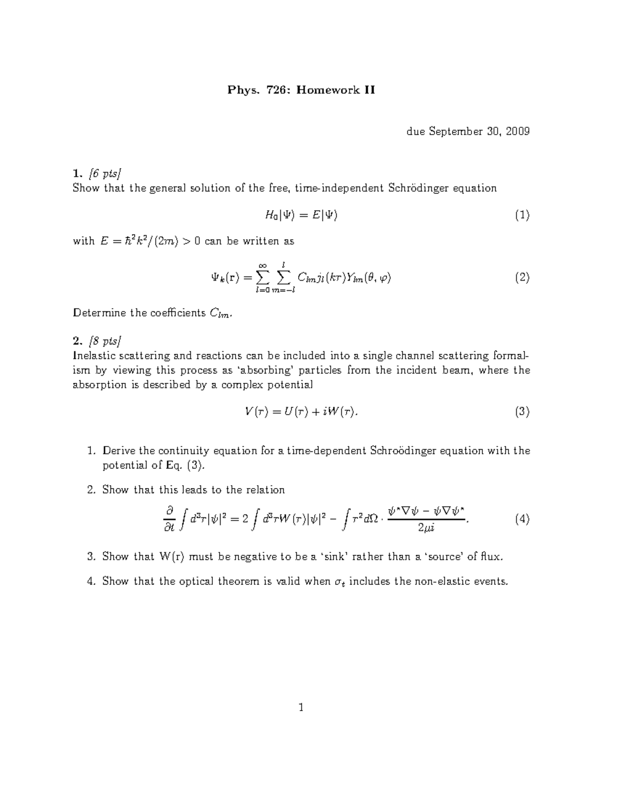 726 2 Physics 726 Particles And Nuclei I Hw2 - Phys. 726: Homework II ...