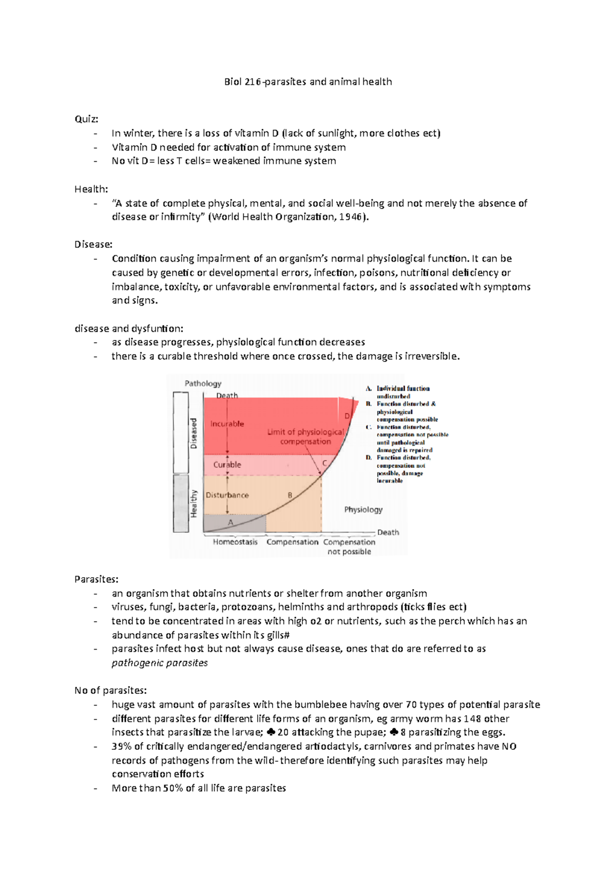 Biol 216 parasites and health Biol 216parasites and animal health