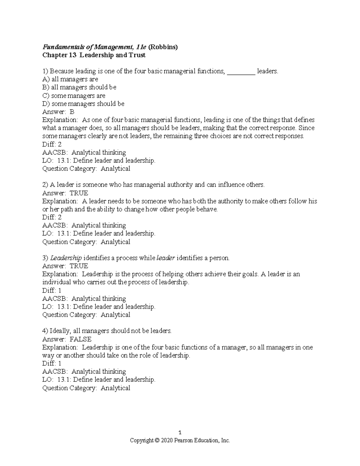 Chapter 12 mgnemtn - Leadership and Trust - Fundamentals of Management ...