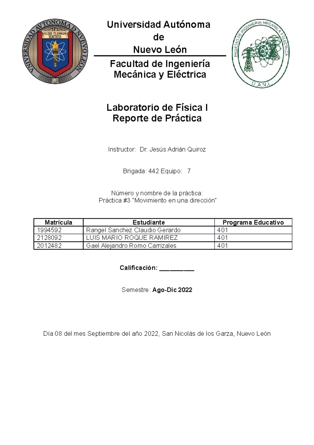 Pracntica 3 lab fisica - practica 3 - Universidad Autónoma de Nuevo ...