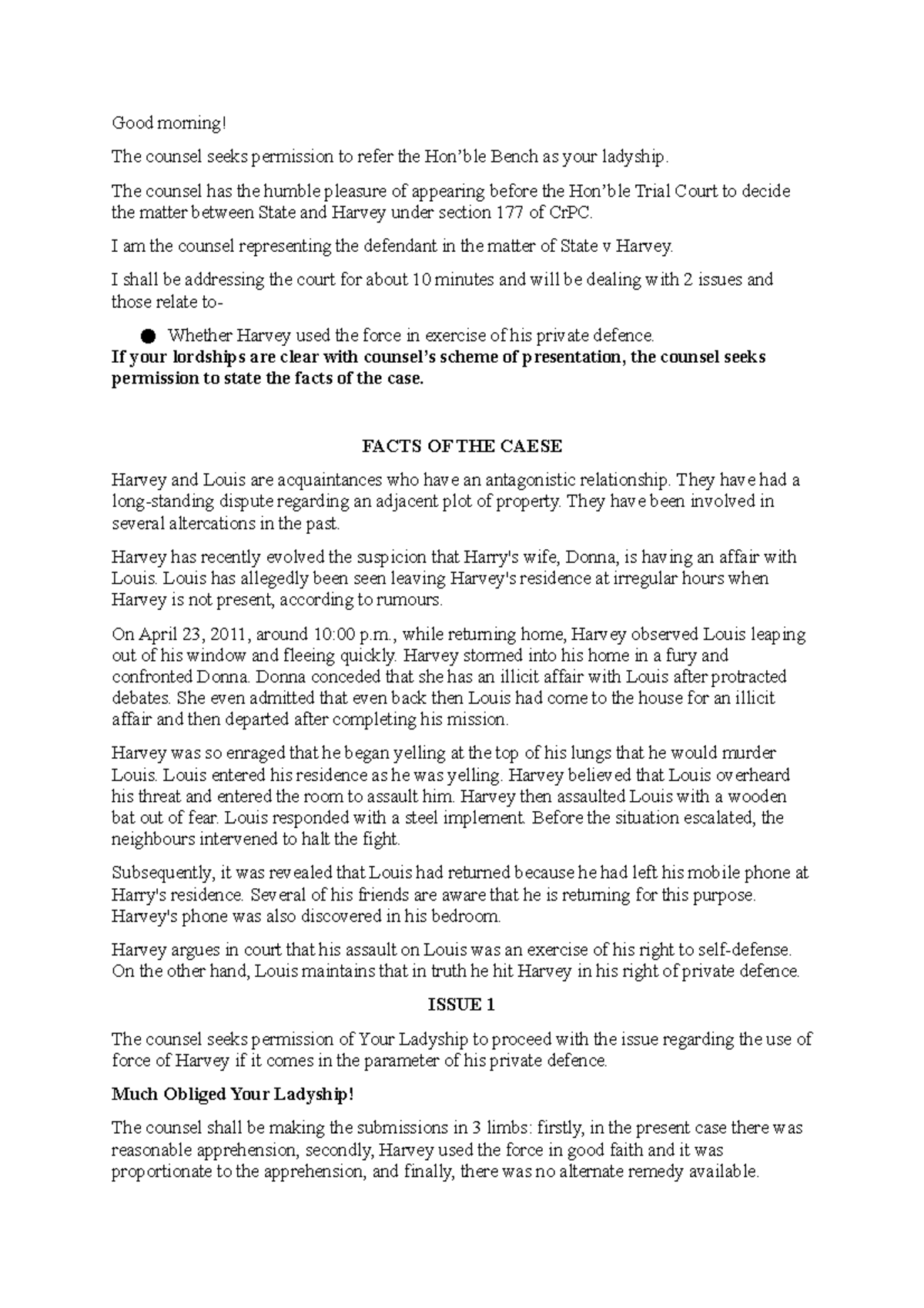 Transcript - Good morning! The counsel seeks permission to refer the ...