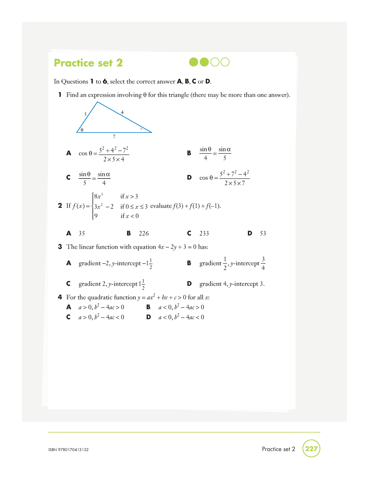 4a. Practice Set 2 - Math - ISBN 9780170413152 Practice Set 2 227 ...