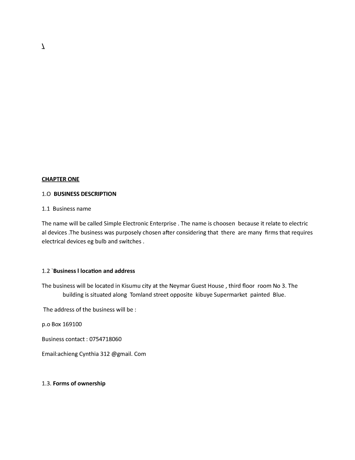 Chapter ONE - Notes - \ CHAPTER ONE 1 BUSINESS DESCRIPTION 1 Business ...