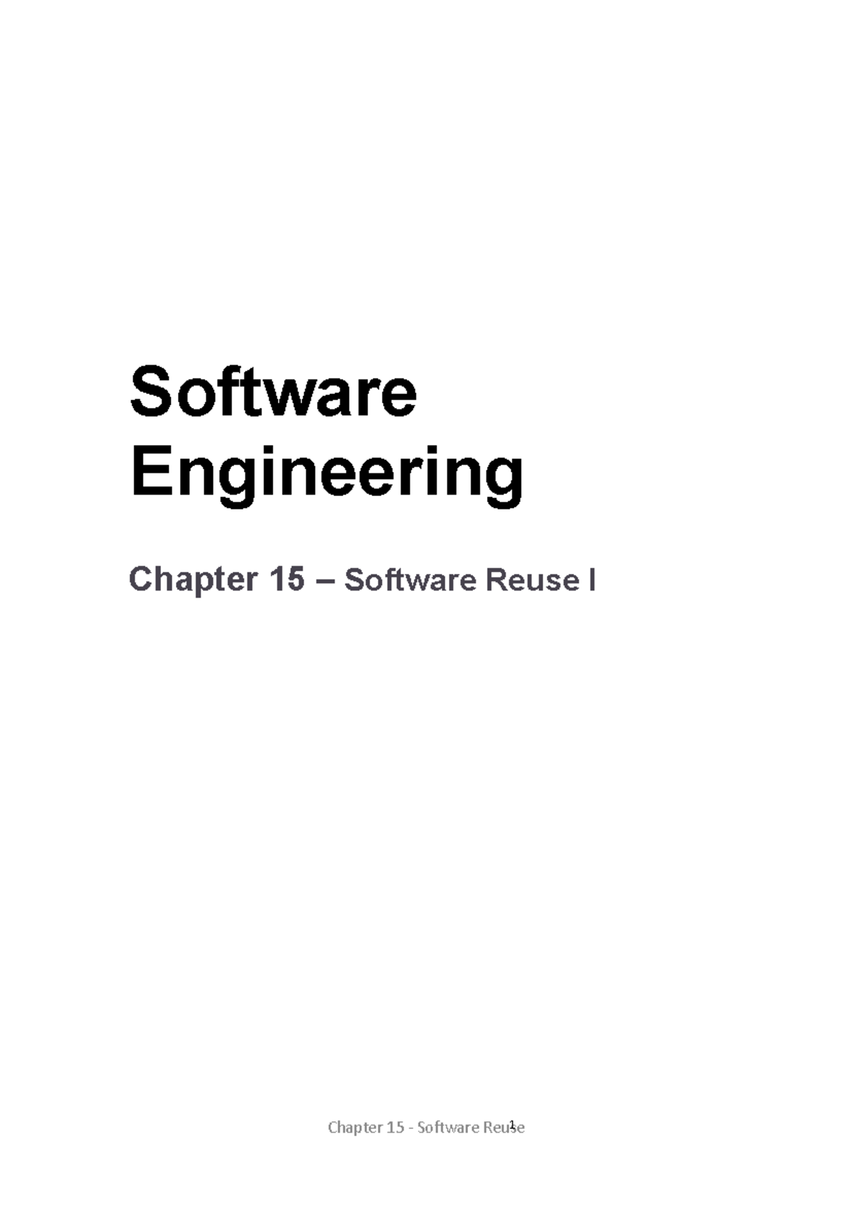 Software Engineering - Ch15 Software Reuse Lecture 1 - Software ...