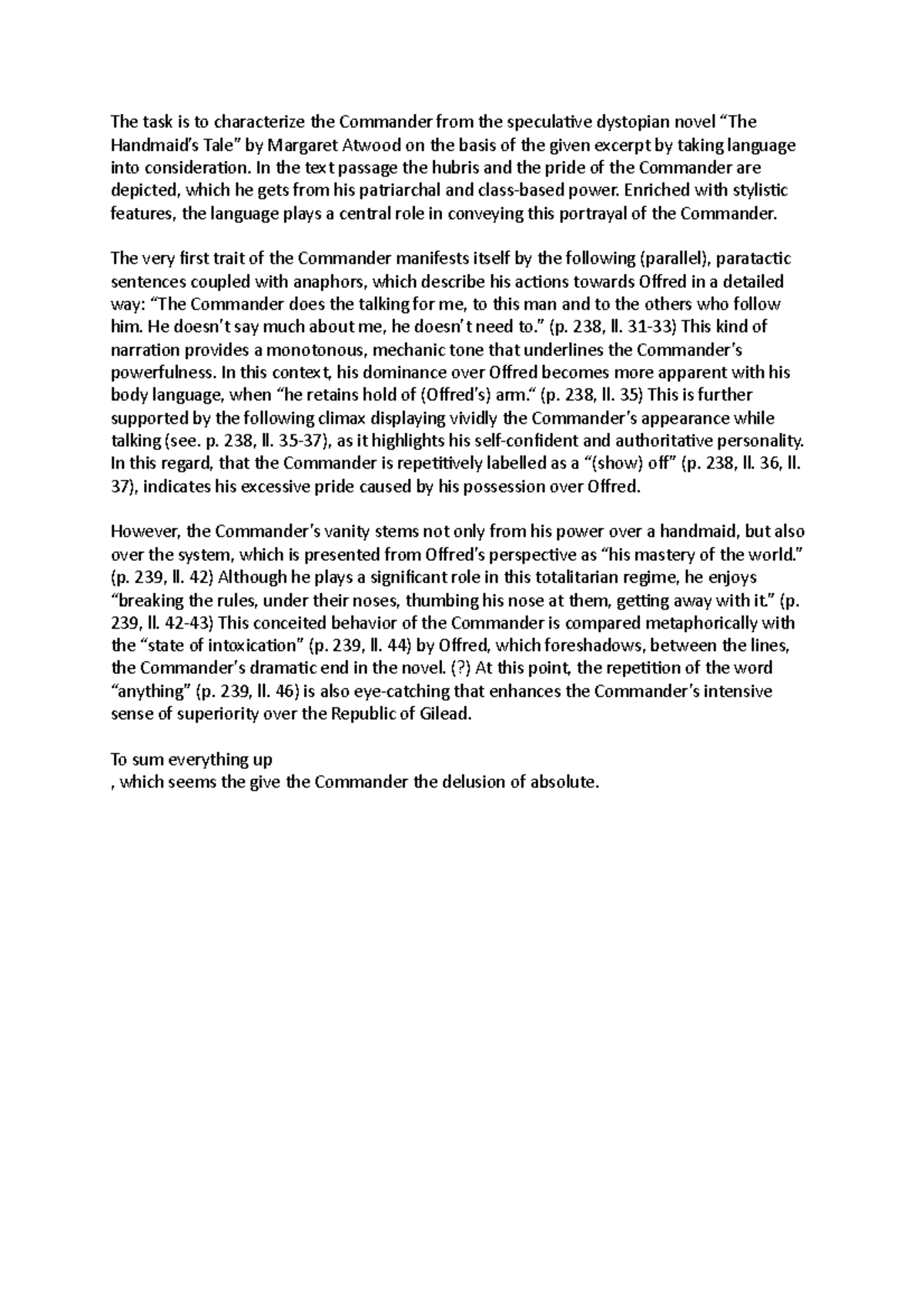 Ht Practice materials The task is to characterize the Commander