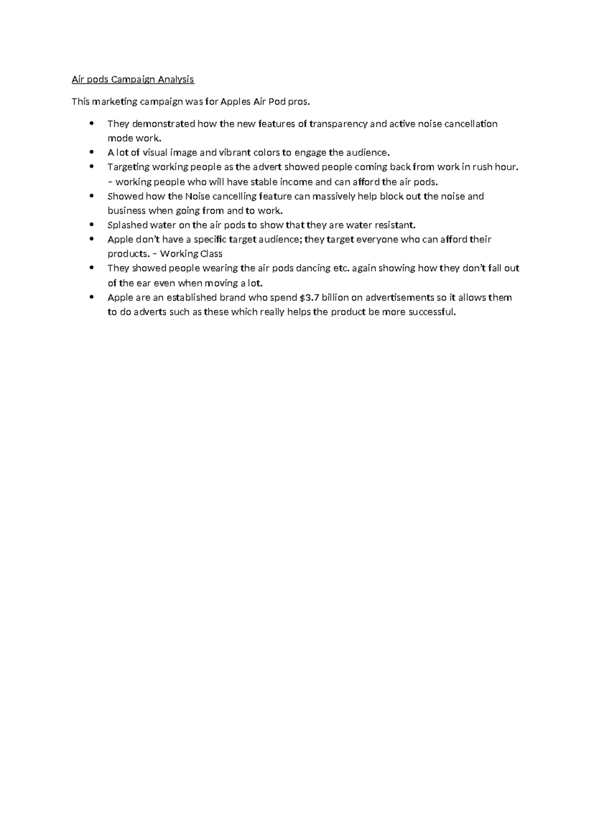Air pods Campaign Analysis - They demonstrated how the new features of ...
