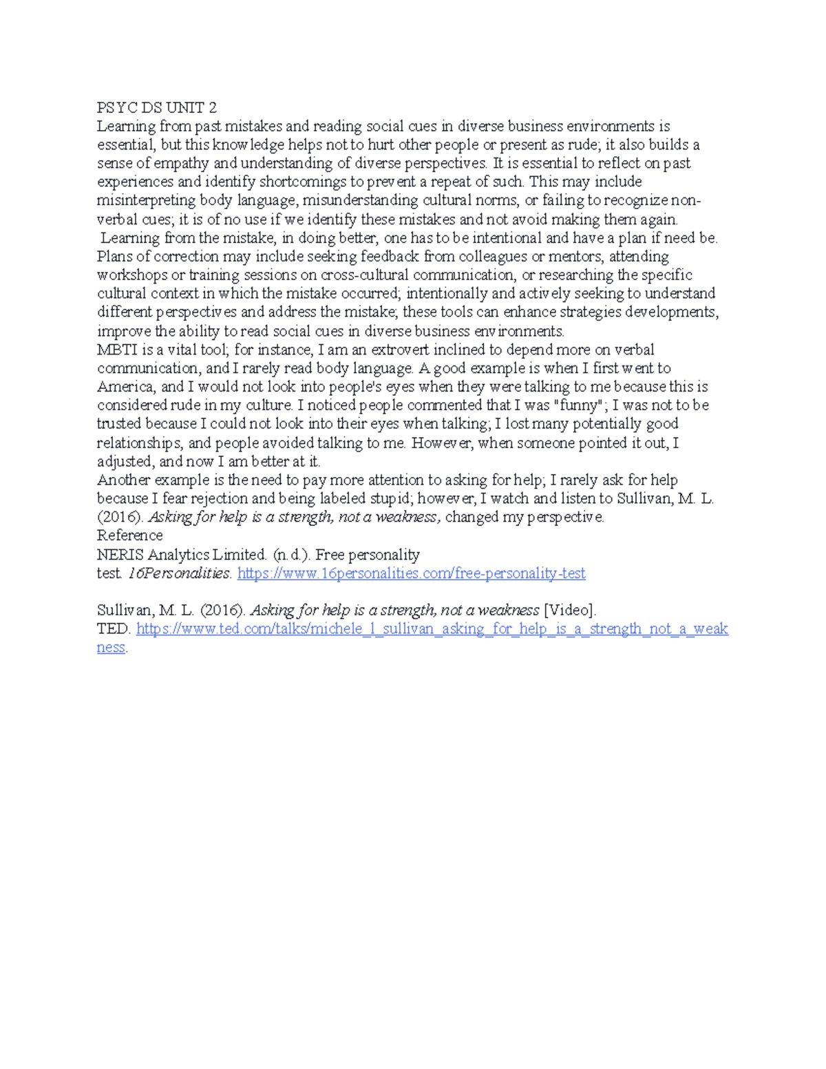 PSYC DS UNIT 2 - DS UNIT 2 - PSYC DS UNIT 2 Learning from past mistakes ...