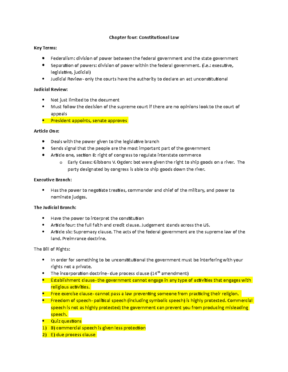 Chapter four Lecture notes 2 Chapter four Constitutional Law Key